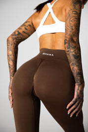 'ICON' SEAMLESS SCRUNCH LEGGINGS - COCOA **FREE GIFT**