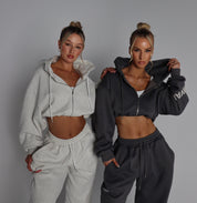 ‘BASE’ CROPPED HOODIE - SMOKE **FREE GIFT**