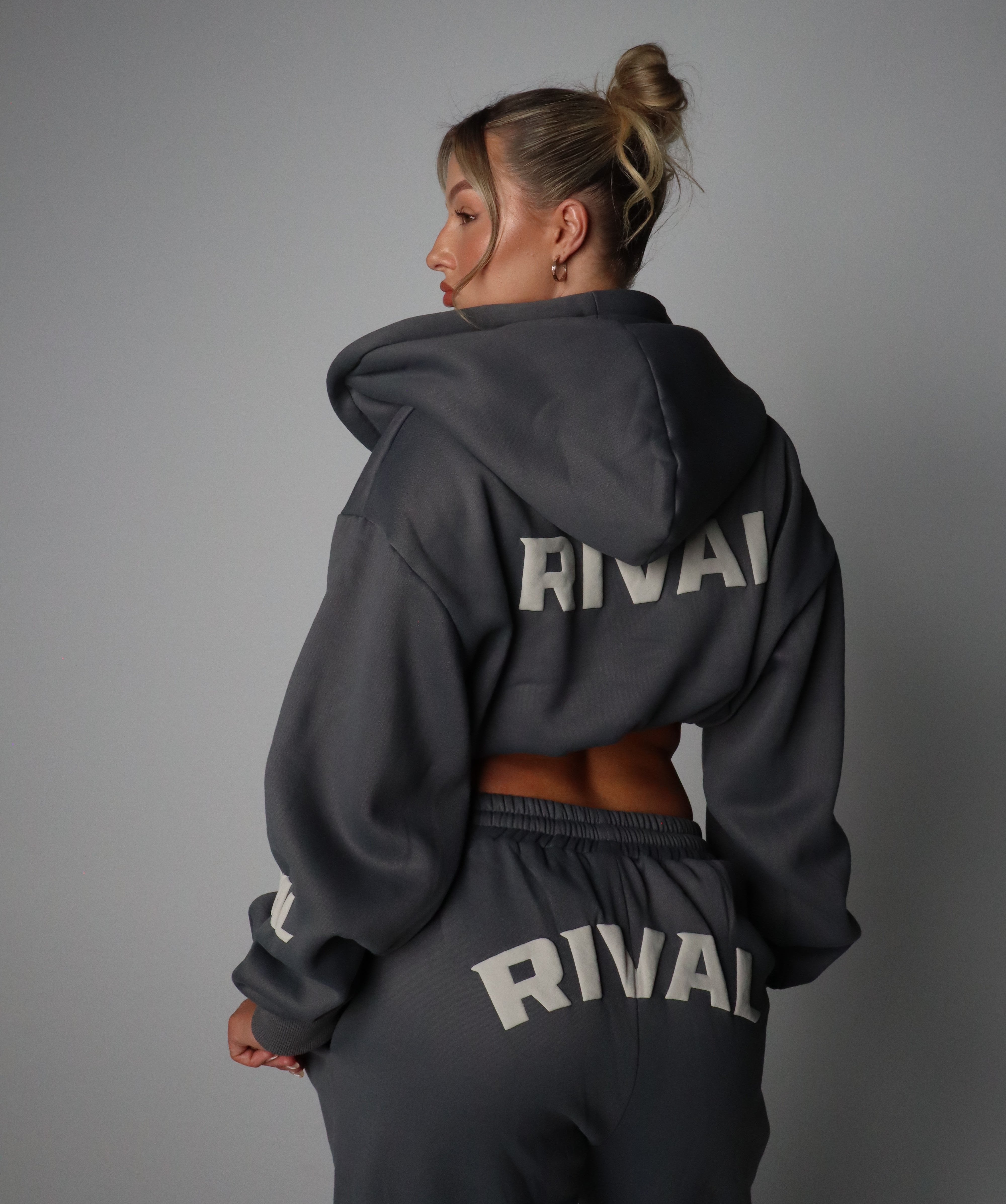 ‘BASE’ CROPPED HOODIE - SMOKE **FREE GIFT**