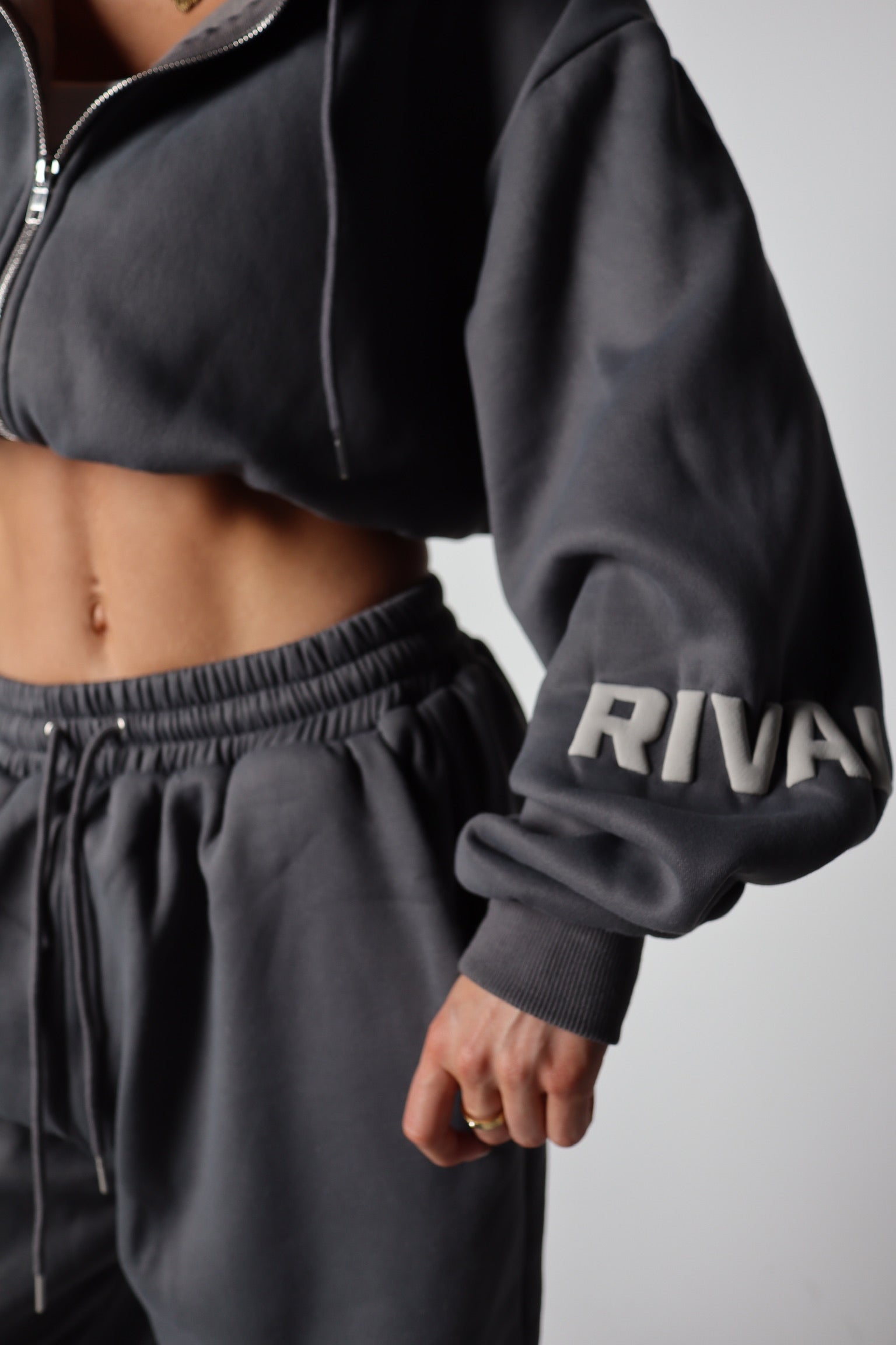‘BASE’ CROPPED HOODIE - SMOKE **FREE GIFT**