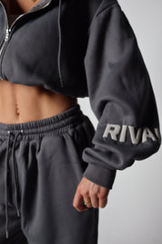 ‘BASE’ CROPPED HOODIE - SMOKE **FREE GIFT**