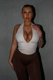 'ROGUE' ZIP UP CROP - NUDE