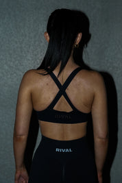 'VIPER' DEEP V CROP - BLACK