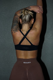 'VIPER' DEEP V CROP - BLACK