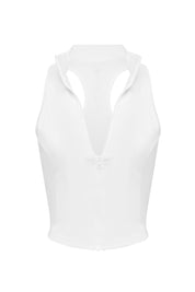 Rival The Label 'ROGUE' ZIP UP CROP - White